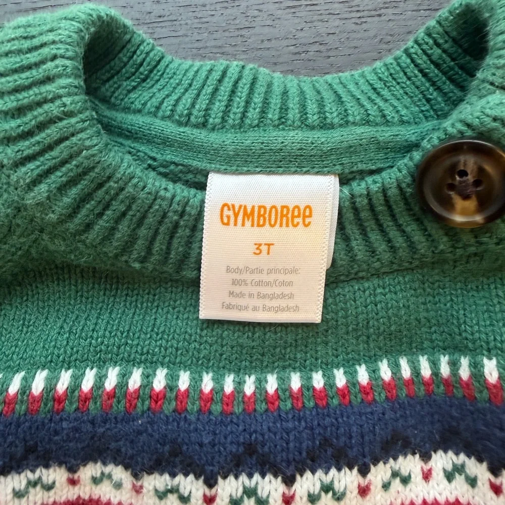 Gymboree Green & Navy Fair Isle Crewneck Sweater